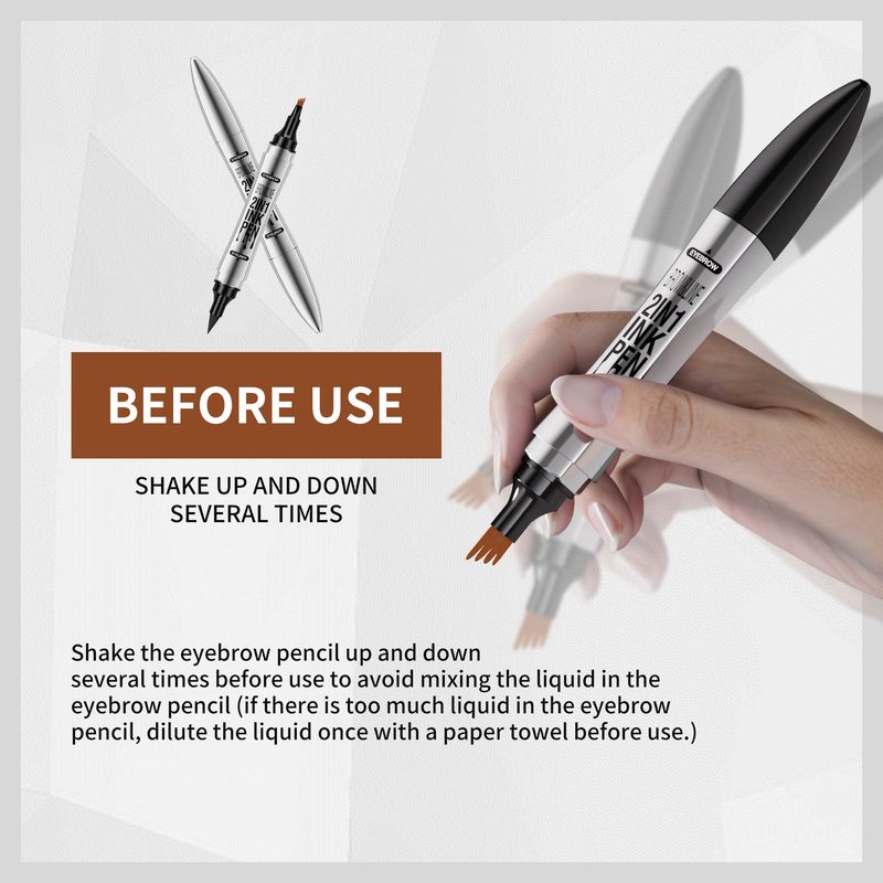 Crayon à sourcils liquide double embout Wakeangel, naturel, anti-bavures, réaliste, sauvage, à quatre branches_voghion.com