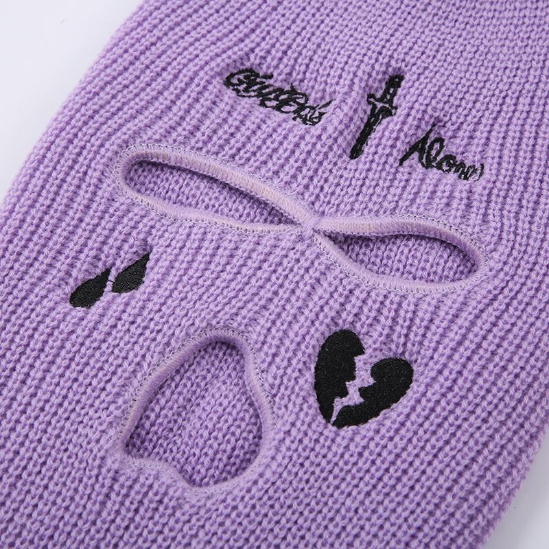 Berretto unisex in maglia a 3 fori - Cappello invernale in acrilico elasticizzato per uomo e donna - Protezione solare e scaldacollo - Sci, ciclismo, attività all'aperto_voghion.com