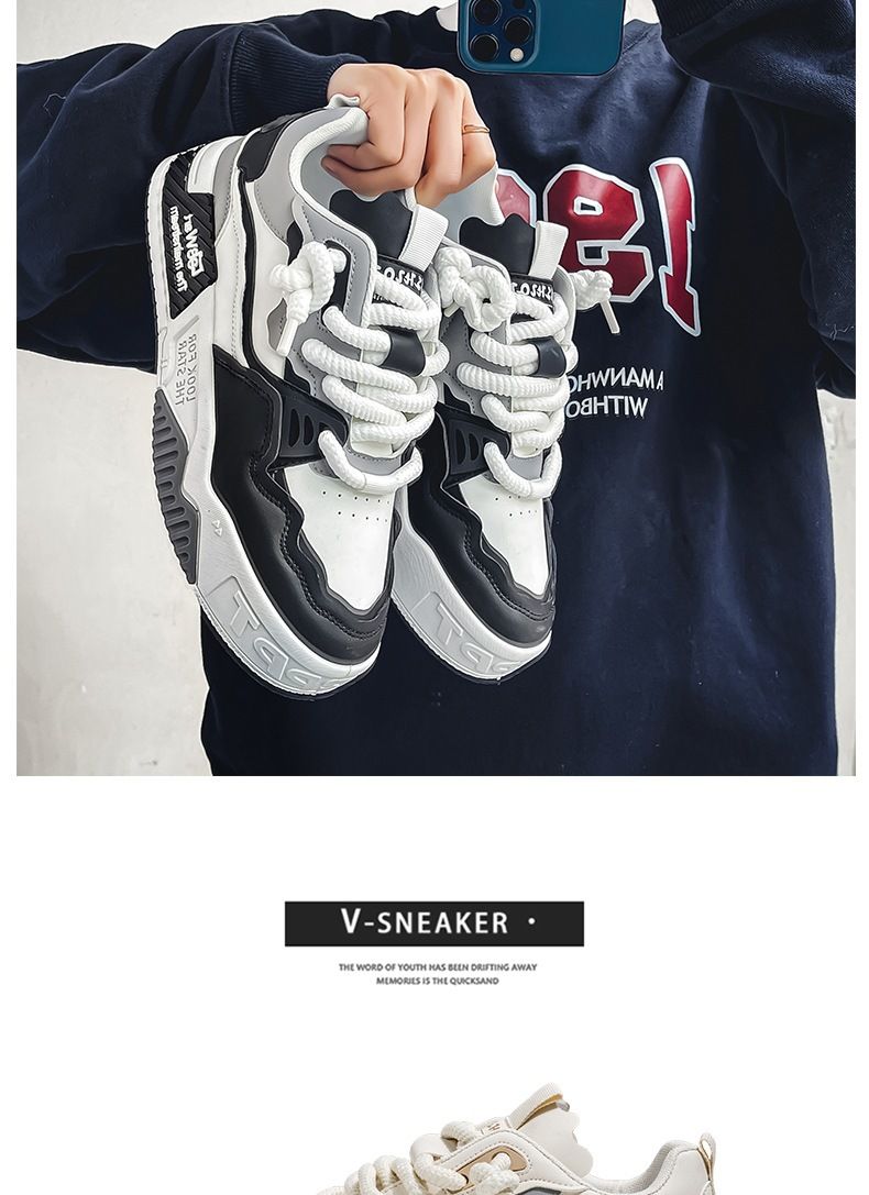 New casual flat shoes with thick soles non-slip youth sports shoes_voghion.com