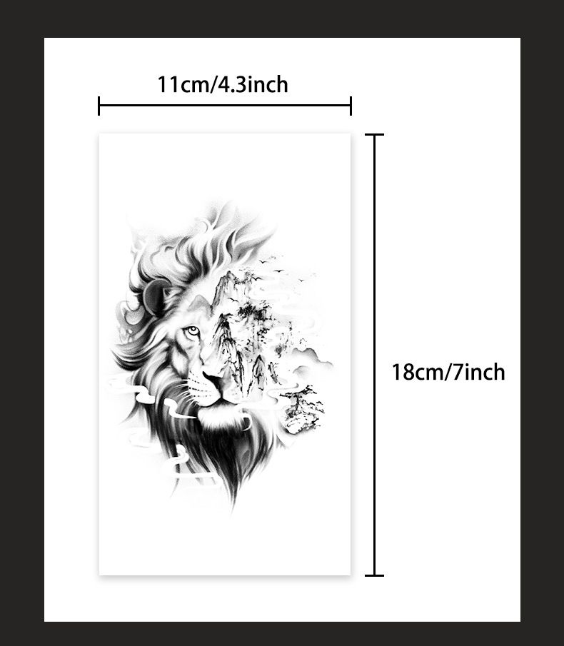 Adesivo per tatuaggio del Re Leone - Tatuaggio temporaneo in stile inchiostro orientale per braccio e gamba, finitura opaca, antiriflesso, regalo unico per festival e feste_voghion.com