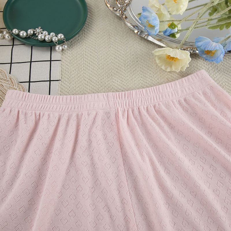 Pigiama estivo da donna, set da casa, comodo e ampio, in jacquard con cuore lavorato a maglia rosa_voghion.com