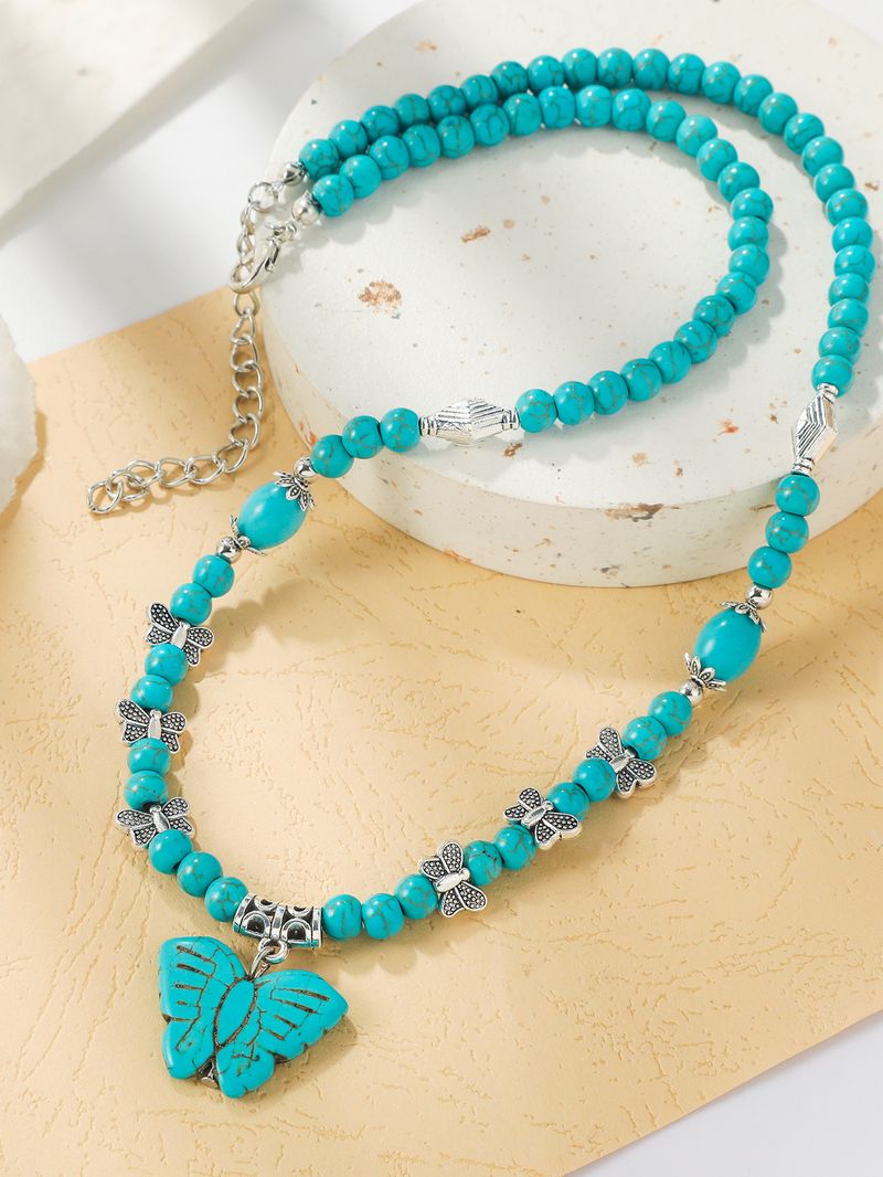 Bohemian Ethnic Wind Turquoise Necklace Female_voghion.com