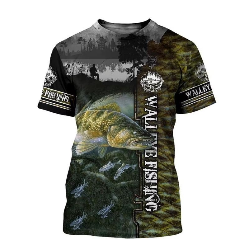 Erkekler İçin Vintage T-Shirt Balıkçılık 3D Baskılı Açık Hava Sporları Kısa Kollu Üst Rahat Erkek T-Shirt Bol Tişört Sokak Giyim Erkek Giyim_voghion.com