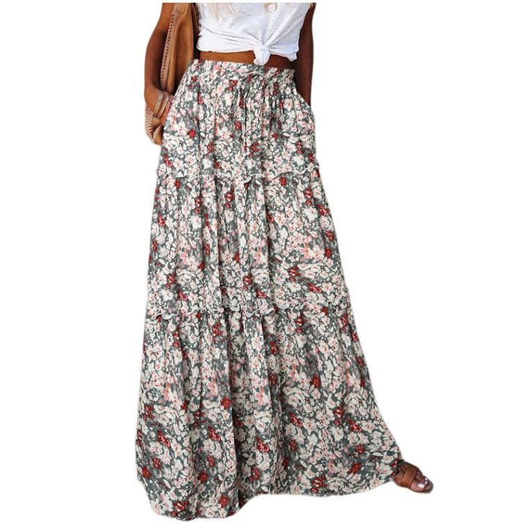 Gonna lunga a vita alta, nuova gonna casual ampia da donna_voghion.com