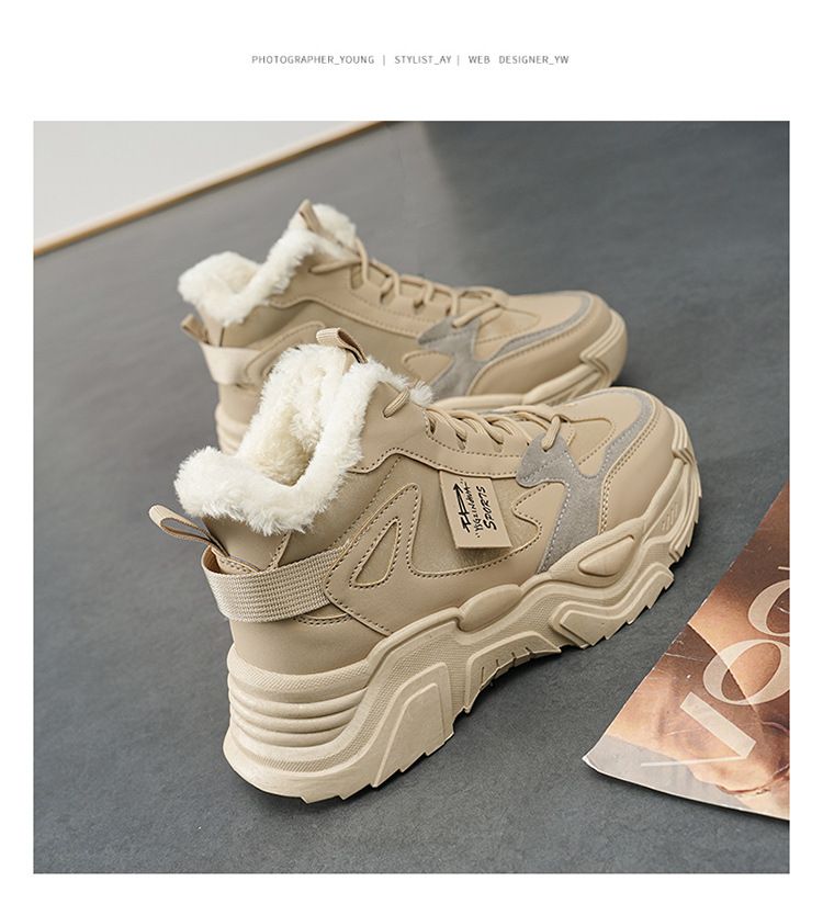 Scarpe alte da donna 2024 nuove scarpe di cotone autunnali e invernali versione coreana scarpe sportive casual da papà da donna più velluto 819 5_voghion.com