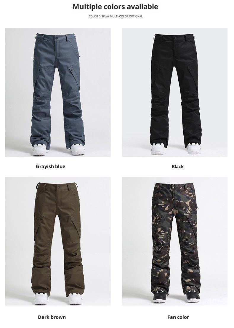 001 001 Gsousnow Herren Snowboardanzug, wasserdicht, winddicht, dick gefüttert, warm, Doppeldecker, lockere Schneehose für Herren_voghion.com