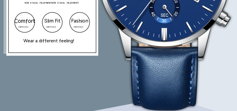 Neue NIBOSI-Herrenuhr mit Schmetterlingsschnalle, massivem Stahlband, wasserdichte Beschichtung, Glas, Nachtlicht, drei Augen, 6-polige Quarzuhr_voghion.com