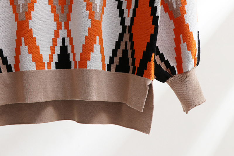 Damenbekleidung, abstrakter Jacquard, locker, schlank, sportlich, modisch, lässig, gestrickter Wollanzug, zweiteiliges Set für Damen_voghion.com