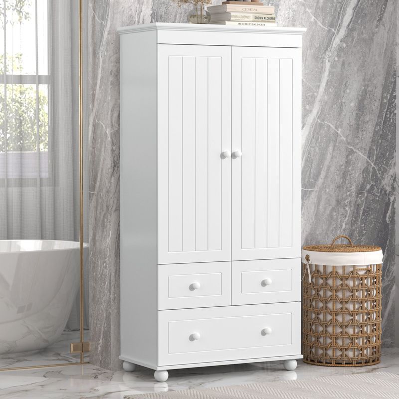Tall Storage Cabinet With Three Drawers For Bathroom/Office_voghion.com
