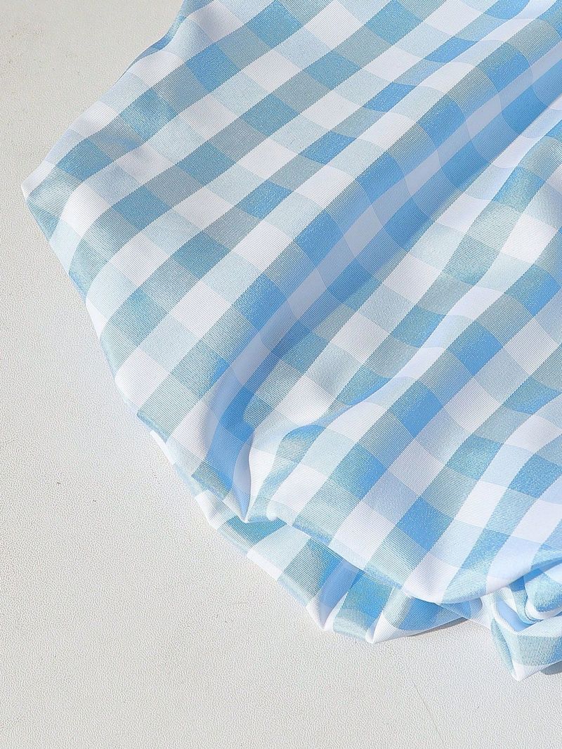 Ensemble 3 pièces pour bébé fille : gilet à nœud papillon, short bloomer vichy et mini sac – Tenue d'été douce et légère (6 mois à 3 ans, blanc)_voghion.com