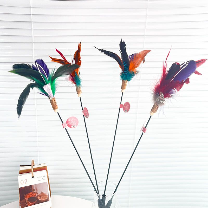 New Wooden Wand With Feather, Extended Teaser Rod, Cat Scratching And Chewing Toy_voghion.com