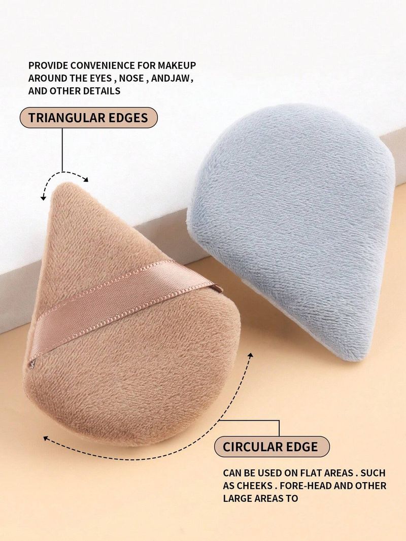 Set di 10 dischetti di cotone con piumino da cipria multicolore, set di piumini da cipria multicolore a forma di cuore triangolare, cotone cosmetico_voghion.com