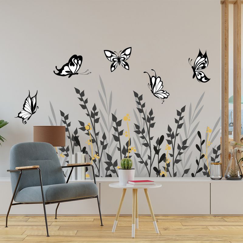 Schwarz schmetterling weizen ohr PVC matt N1758 wohnzimmer schlafzimmer hintergrund dekoration wand aufkleber_voghion.com