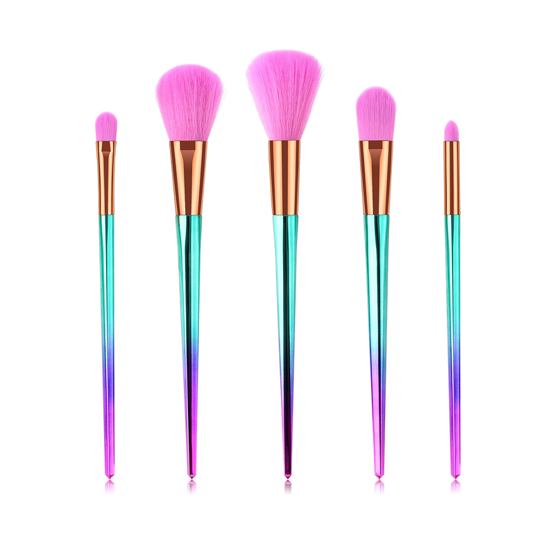 5-teiliges Make-up-Pinselset, Make-up-Tools, Augenset, Lidschattenpinsel, rosa und blauer Farbverlauf, Yuncai GUJHUI_voghion.com