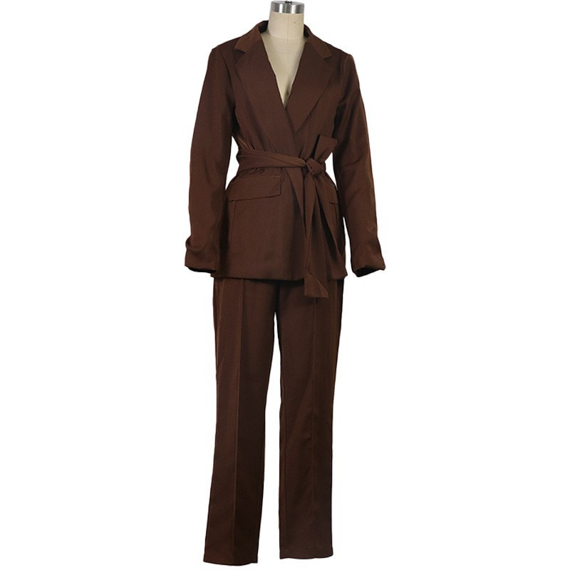Dames Lente Herfst Casual Pak Jas Bijpassende Set Mode Losse Blazers Rechte Broek Tweedelige Set Vrouwelijke Kleding_voghion.com