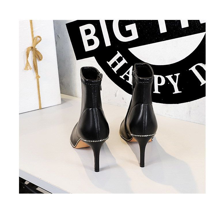 1838-3 Fashionable and Sexy Nightclub Show off Thin High Heels, Side Zipper, Water Diamond Pointed Tube Women's Boots,_voghion.com