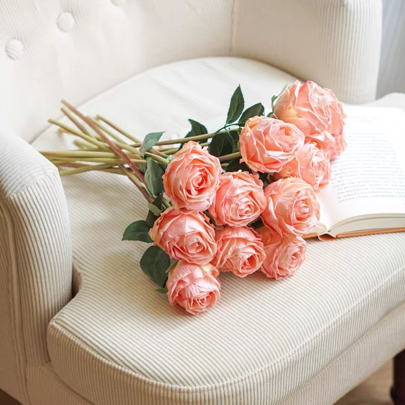 Flores artificiais de lichia e rosa, flores de simulação, arranjos florais realistas de alta qualidade, flores secas, buquê biônico, flores leves e luxuosas_voghion.com
