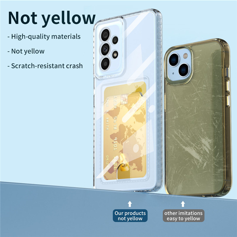 Transparent Card Bag Holder Clear Phone Case For Samsung Galaxy S21 S22 S23 Plus Note8 Note9 Note10 Note20 Ultra Soft TPU Shockproof Back Cover_voghion.com