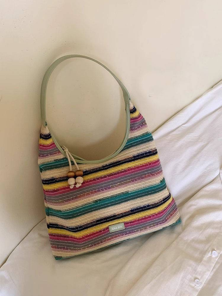 South Wind Chio2nd Rainbow Hatot Bag Dames 2024 Nieuwe Seaside Geweven Tas met Grote Capaciteit Schoudertas_voghion.com