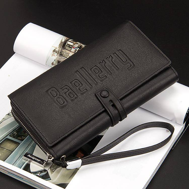 Baellerry Men's Clutch Bag Retro Solid Color Large Capacity Letters Clutch Bag Anti-theft Zipper Handbag_voghion.com