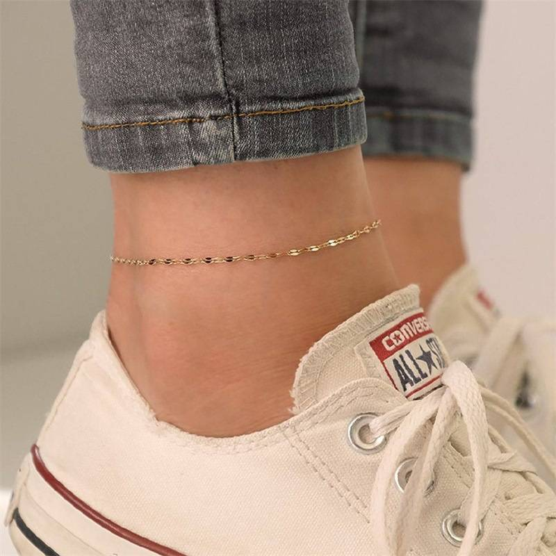 Trendy personality, unique retro fashion, creative women's lace chain, simple gold-plated ankle chain_voghion.com