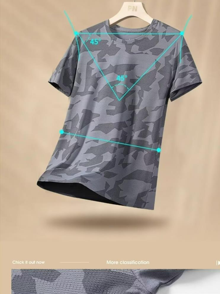 Abbigliamento da uomo, estivo, sottile, mimetico, versatile, Ice Sense, asciugatura rapida, taglia grande, t-shirt girocollo da uomo, top e fondo._voghion.com