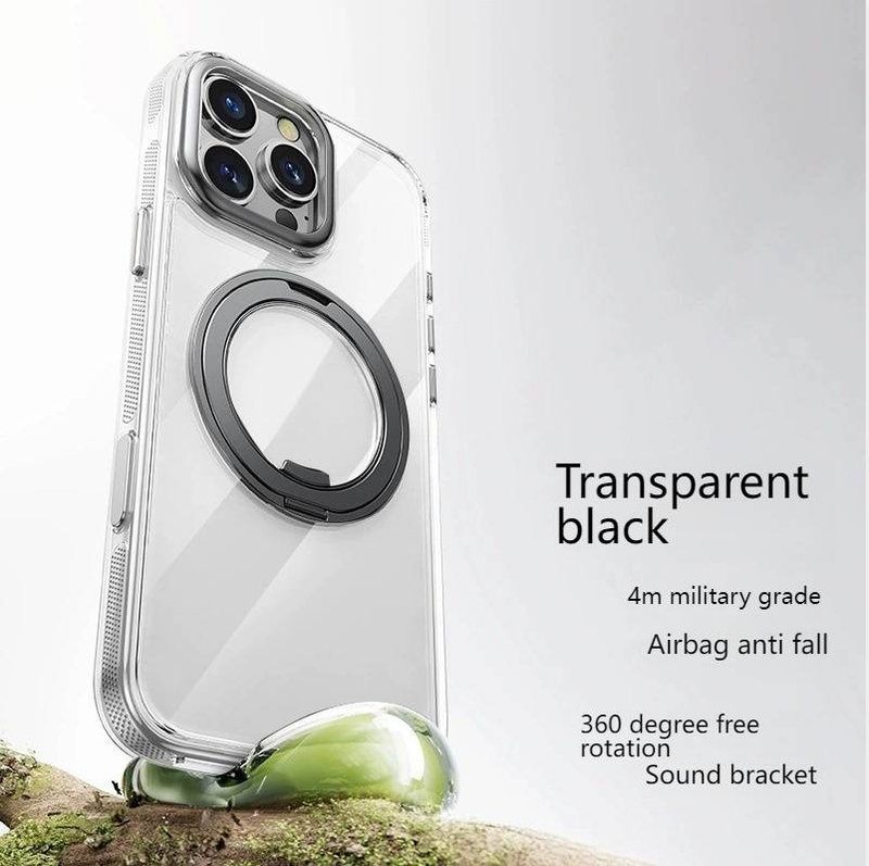 Custodia magnetica girevole a 360° per iPhone 16 Pro Max/15 Pro - Custodia trasparente antiurto con supporto, compatibile con iPhone 14/13._voghion.com
