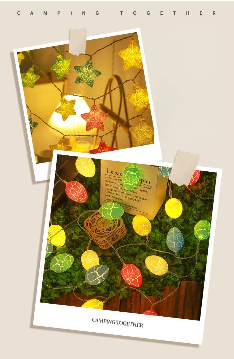 Luci natalizie a LED a forma di stella e uovo, alimentate a batteria/USB, decorative, per vacanze, feste, casa, cameretta dei bambini - 1,5 m/2 m/3 m/6 m, multicolore_voghion.com