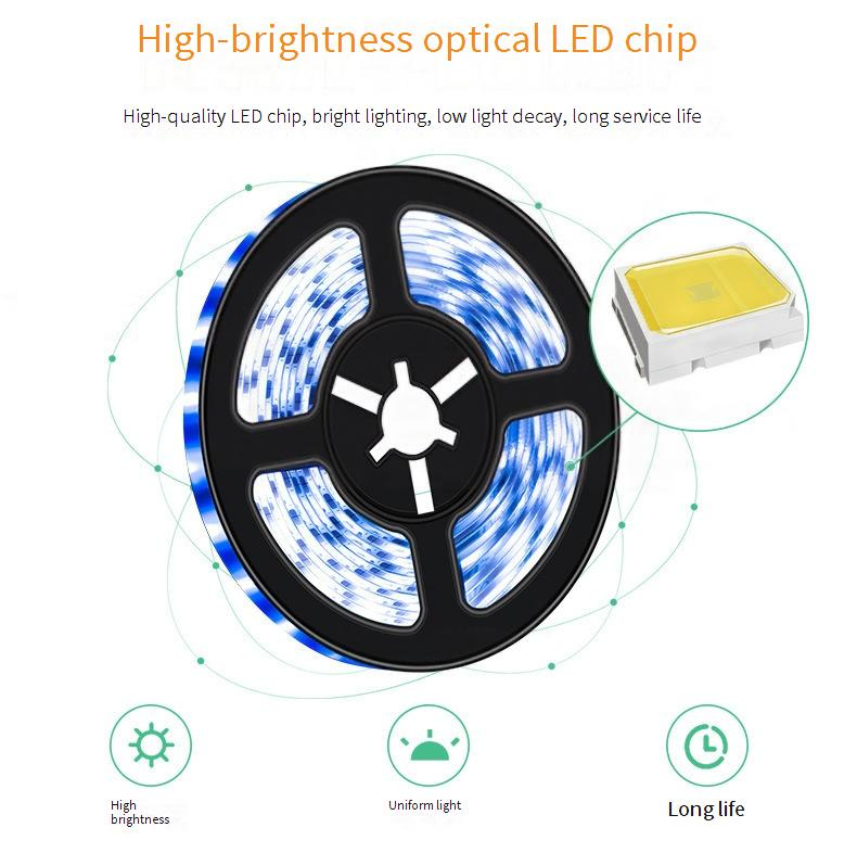 Tira de luces LED monocromáticas: conexión USB de 5 V, flexible y recortable, retroiluminación autoadhesiva, blanco cálido de 3000 K / blanco frío de 5000 K._voghion.com