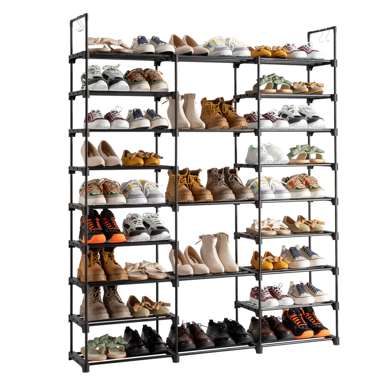 Étagère à chaussures à 9 niveaux, organiseur pour chaussures d'entrée, pouvant contenir 50 à 55 paires de chaussures, armoire à chaussures empilable_voghion.com