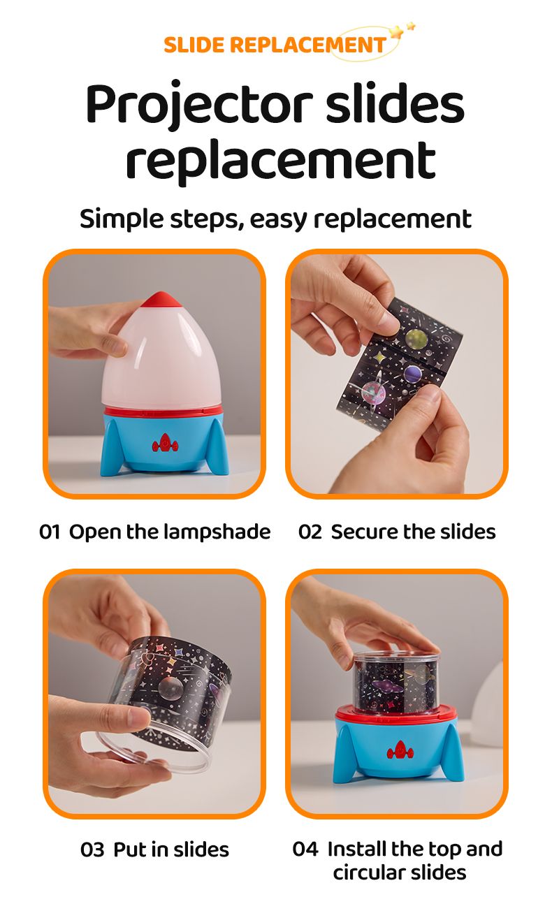 Nouvelle lampe de projection de fusée, lumière d'étoile, télécommande, lampe d'ambiance, boîte à musique créative, veilleuse d'étoile, chambre à coucher, lit_voghion.com