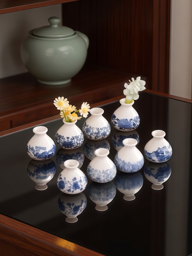 1 vaso in ceramica conico in porcellana blu e bianca in stile cinese (resistente all'acqua per la disposizione delle piante)_voghion.com