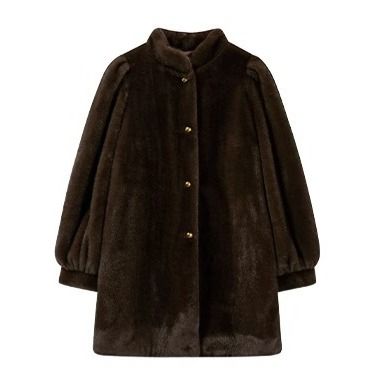 Cappotto in pelliccia sintetica di visone ecologica da donna - Giacca in peluche di media lunghezza in caffè e panna (S-L) | Ispirata al vintage e adatta all'inverno_voghion.com