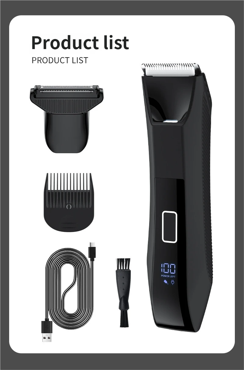 2-in-1 elektrische lichaamshaartrimmer, waterdichte knipbeurt voor het hele lichaam, scheermes, mannelijke en vrouwelijke intieme haarverzorging, schaamhaar- en beenhaartrimmer_voghion.com