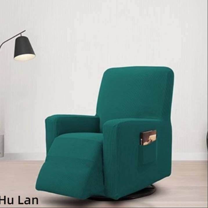 Jacquard Velvet Universal Single Chaise Sofa Slipcover, Full Coverage Thickened Stretchable Furniture Protector, Dark Green All-Season Sofa Cover_voghion.com