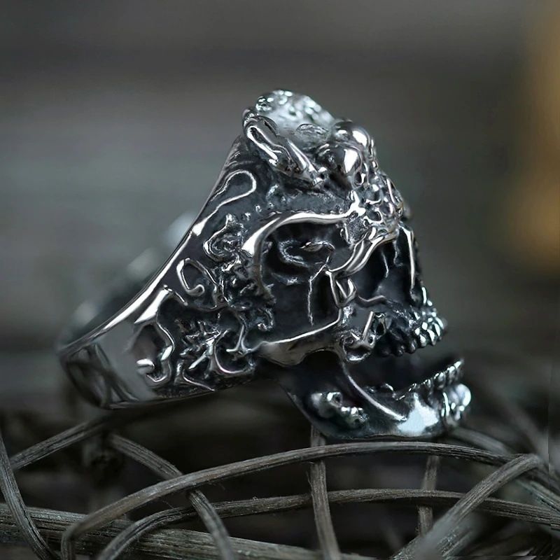Schädelkopf Männer Rock Gothic Punk Schmuck Ring männliches Geschenk_voghion.com