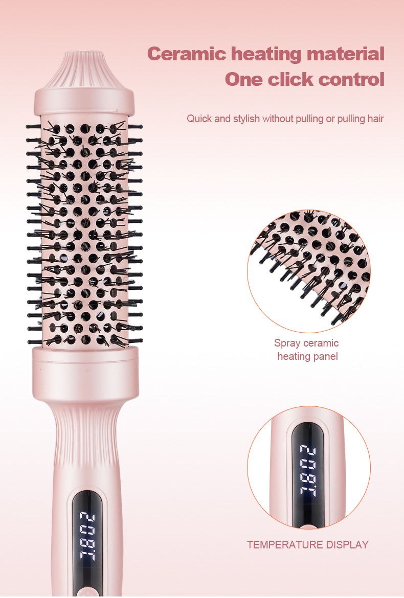 Electric Heating Fluffy Brush Digital Display Multi-temperature Adjustment Iron Big Wave Curling Tool_voghion.com