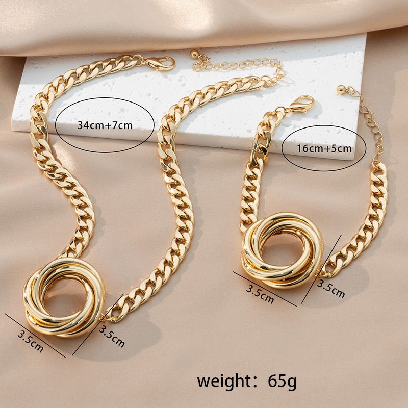 Stile semplice, moda, tendenza dolce, collana, braccialetto, femminilità, set di gioielli geometrici Fried Dough Twists_voghion.com