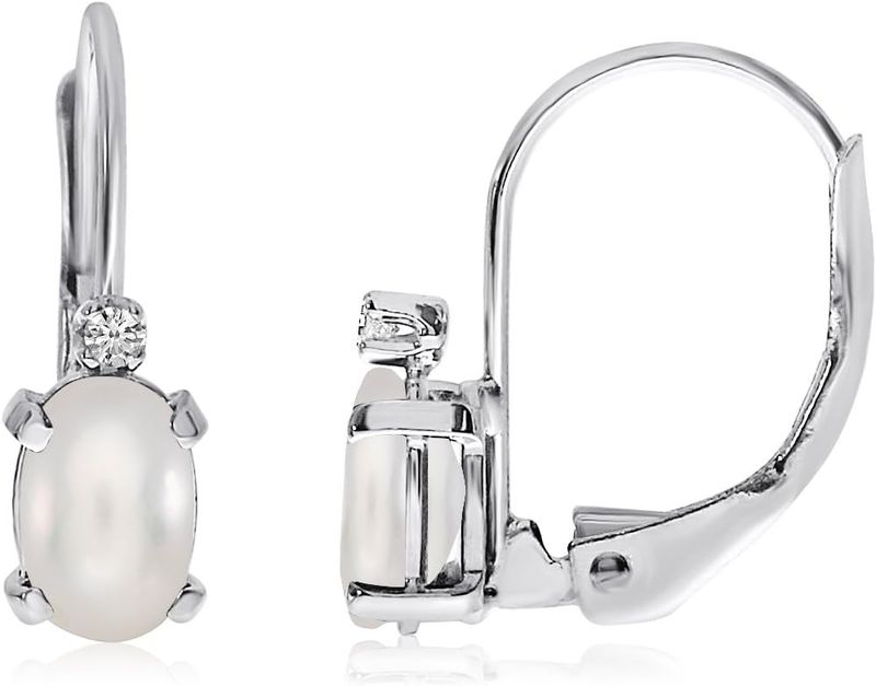 Oval Gemstone And Diamond Leverback Earrings_voghion.com