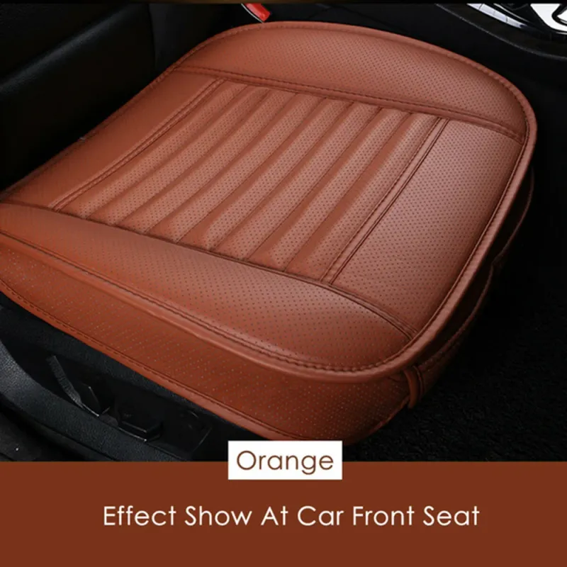 Edge Wrapping Comfortable Car Front Protectors BLACK Seat Cushion Covers For Auto With PU LeatherBeige_voghion.com