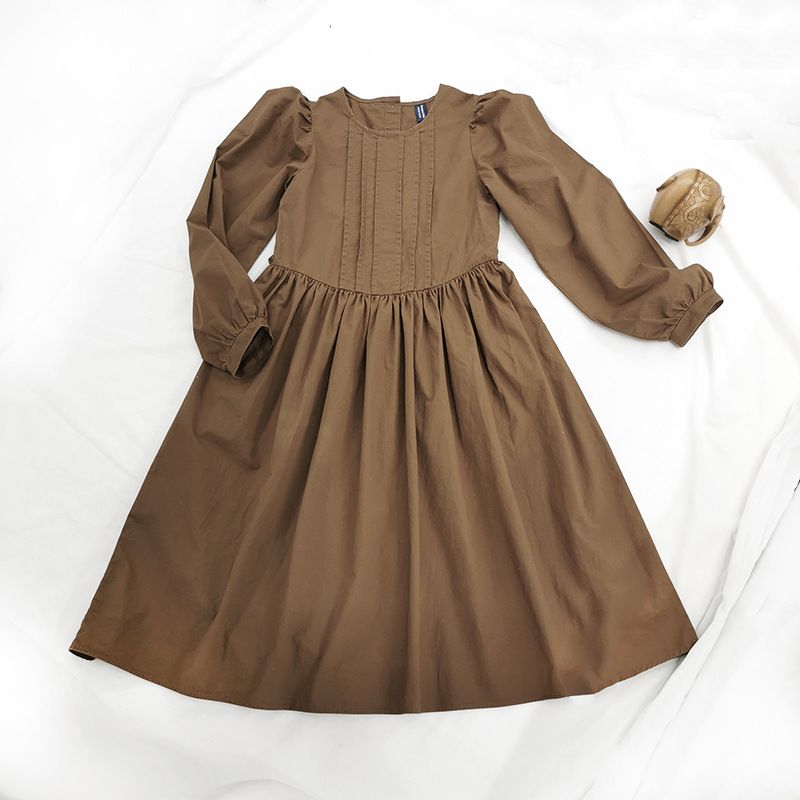 Ins Herbst Neue Eltern-Kind-Rock Japanischen und Koreanischen Stil Modische Nette Blase Langarm Damen Kleidung Kleid_voghion.com