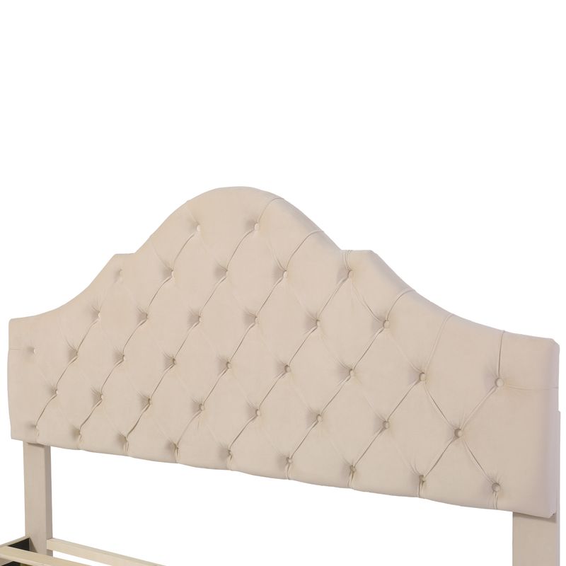 Polsterbett 140x190cm Con Lattenrost, Verstellbarem Kopfteil, Velours Beige_voghion.com