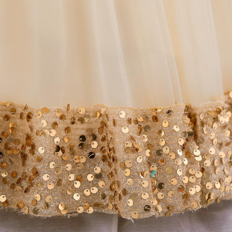 Vestito da damigella d'onore a maniche corte scintillante per Pasqua e Natale, da principessa, con tutù e paillettes, per matrimoni e compleanni (70-110 cm, 1-5 anni)._voghion.com