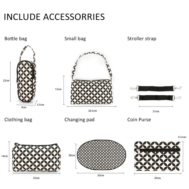 Aboutbaby Large Capacity 7-Piece Diaper Bag Set Multi-Functional Shoulder Tote With Spacious Compartments Stylish & Durable Polyester Travel Daily Use_voghion.com