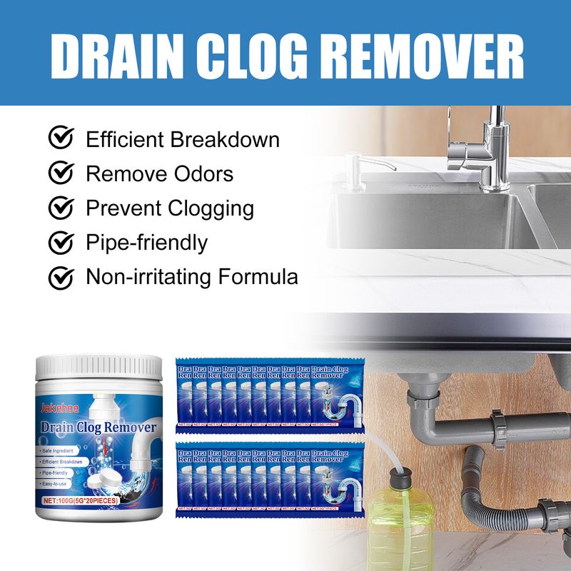 Jakehoe Drain Clog Remover, Toilet Drain Unclogging Deodorant Anti-Clogging Dissolving Cleaning Tablets_voghion.com