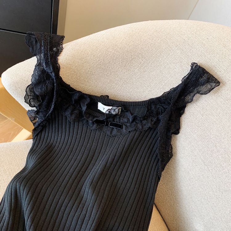 Damenbekleidung Real Shot Spot Sommer Neue kurze Spitze Pure Desire Style Süße heiße Mädchen Eis Seide gestrickte Leibchen Weste weiblich_voghion.com