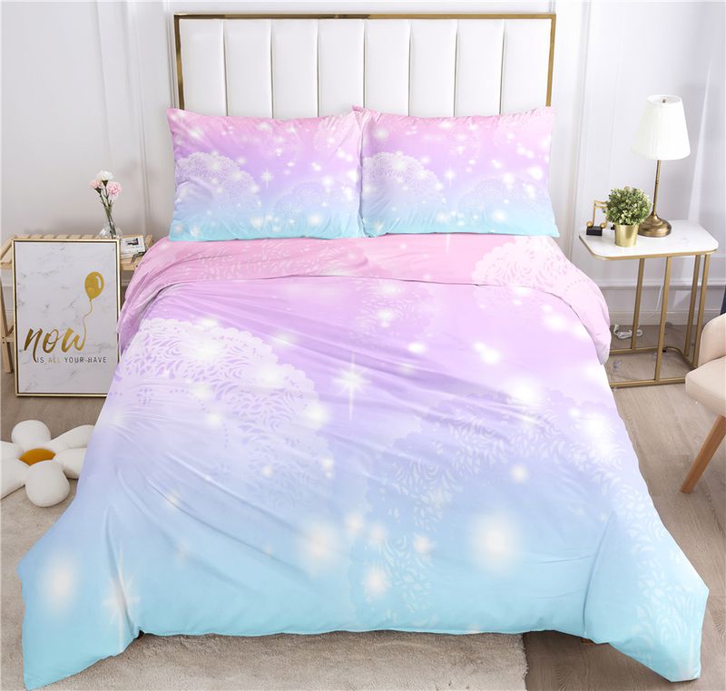 Set da tre pezzi per ragazze serie rosa con set trapunta con stampa digitale 3D, lenzuolo e accessori per la biancheria da letto_voghion.com