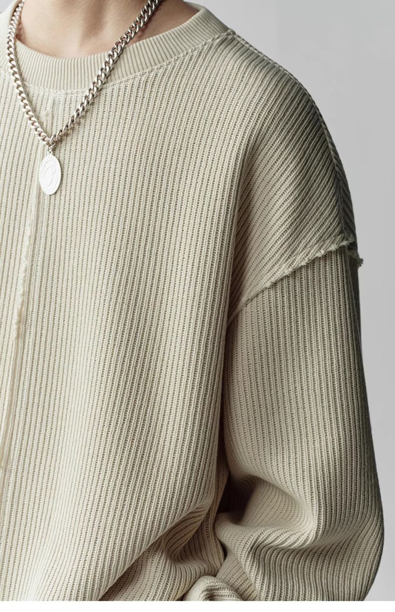 Anti-Ausfransstruktur Herren Herbst Neuware Ins Trendy Marke Vielseitiger lockerer Rundhals Strickpullover Oberbekleidung_voghion.com
