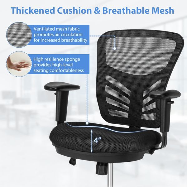 Mesh Drafting Chair Office Chair With Adjustable Armrests And Foot-Ring_voghion.com