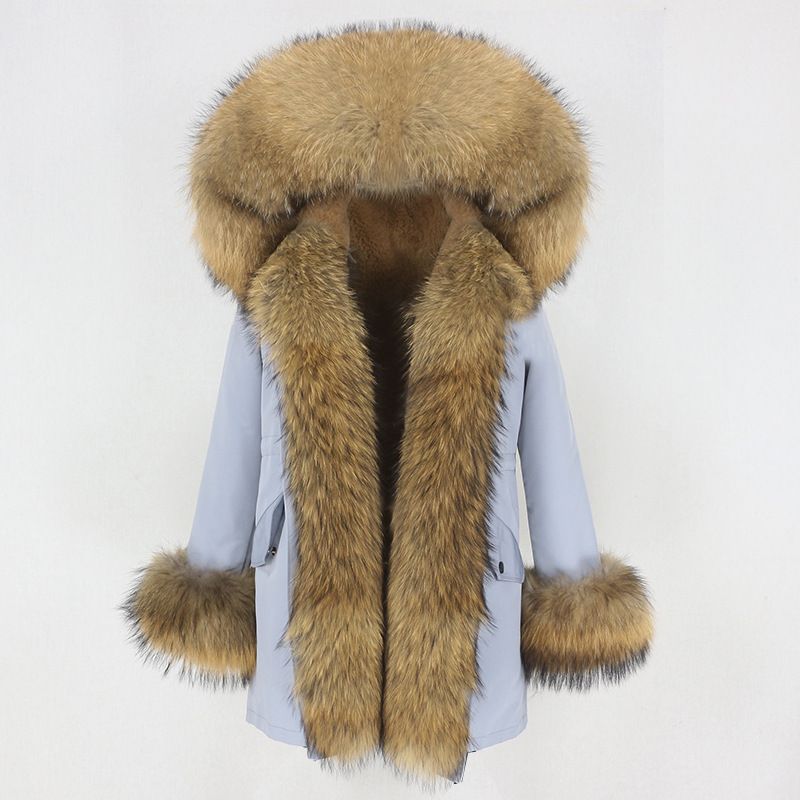 Women's Clothing hot sale winter parka for women with detachable fox fur collar lining fashionable warm ladies mid length coat_voghion.com